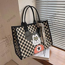 2024新款 卡通帆布包 手提包 ins 大容量托特包 日韓背包 補習包 收納袋 女學生藝文帆布斜背包-時尚箱包 歷史價格詳細信息