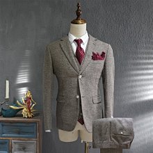 休閑西裝男套裝輕熟風韓版潮流雅痞帥氣西服刺繡炸街高級感三件套-特價 歷史價格詳細信息