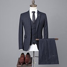 【型男會社】1016 LLFS 英倫風韓版修身一粒扣男士條紋西服套裝三件套新郎結婚禮服伴郎潮 歷史價格詳細信息