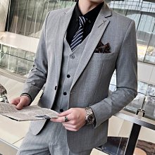 高檔西服套裝男士三件套英倫商務修身職業正裝韓版灰色休閒西裝男 歷史價格詳細信息