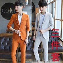 夏季中袖小西裝男修身韓版潮西服套裝男士休閑薄款學生七分袖外套-特價 價格比較,價格查詢,歷史價格詳細信息
