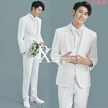 男士寫真拍照西裝套裝禮服舞臺表演服主持歌手年會服裝白色鑲黑邊 歷史價格詳細信息