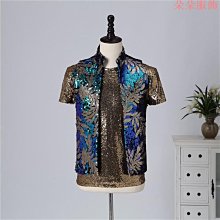 男士閃亮亮片西裝外套時尚街頭風格金色西裝外套主持人舞台表演服裝 歷史價格詳細信息
