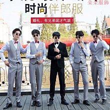 西裝馬甲套裝男春季高級條紋大碼結婚伴郎團服修身上班職業【超齡男裝】 歷史價格詳細信息