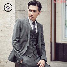 暗黑系 韓版緊身素色男士西裝三件式 新郎西裝套裝SJT955PG9265 30C8   主持人禮服 歷史價格詳細信息