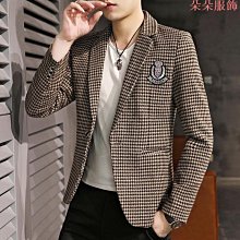 時尚方格子西裝三件套男 春季新款韓版修身商務西服套裝 歷史價格詳細信息