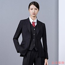 黑色條紋西裝套裝女秋天兩件套時尚氣質休閒職業正裝工作服小西服 歷史價格詳細信息