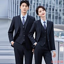 西裝套裝男女珠寶店酒店4s店工作服寶藍色西裝馬甲職業正裝三件式.A3 歷史價格詳細信息