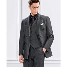 條紋雙排扣西服套裝男小西裝兩件套 英倫風時尚修身西裝西褲男 歷史價格詳細信息