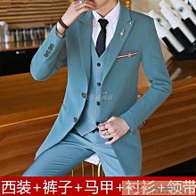 西裝男套裝三件式男士小西裝緊身婚禮新郎伴郎禮服商務休閒正裝 歷史價格詳細信息