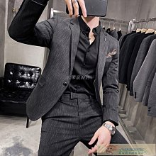 韓版修身條紋西服套裝男潮流帥氣小西服外套男士青年休閒西裝一套 歷史價格詳細信息