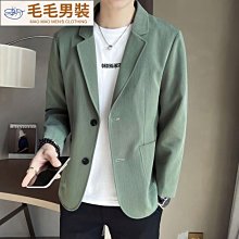毛呢休閑西裝外套男春秋韓版潮流高級感痞帥炸街上衣精神小伙西服-促銷 歷史價格詳細信息