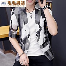 夏季中袖小西裝男修身韓版潮西服套裝男士休閑薄款學生七分袖外套-特價 歷史價格詳細信息