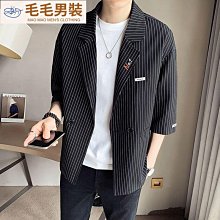 夏季中袖小西裝男修身韓版潮西服套裝男士休閑薄款學生七分袖外套-特價 歷史價格詳細信息