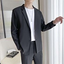 秋季男式休閒西裝2024新款翻領兩粒扣後開衩簡約風素色褶皺外套潮三宅褶皺 歷史價格詳細信息