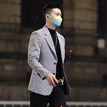 西裝男 格子小西裝男士春秋韓版緊身潮帥氣單西上衣秋季休閒外套商務西裝外套 男士衣著-潮男服飾 歷史價格詳細信息