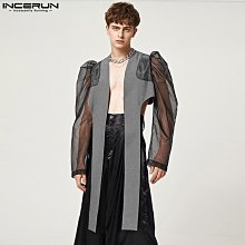 Incerun 荷葉邊肩部設計領帶長袖襯衫满599免運 歷史價格詳細信息