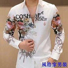 男禮服襯衫 喜宴襯衫 正裝襯衫 新郎襯衫 春秋季新款歐美青潮流老虎花朵小鳥數位印花免燙白襯衫男 歷史價格詳細信息