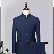 男士立領西服 中山裝男青年修身韓版休閑帥氣小西裝男薄款潮-毛毛男裝 歷史價格詳細信息