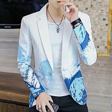 # 男士西裝外套四分之三袖西裝#男士外套防曬鏤空印花夏季韓版中袖薄款休閒網紅小西裝 歷史價格詳細信息