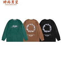 大學T 美式字母麂皮貼布繡設計 圓領長袖衛衣 寬鬆落肩長T【TJK3778】現貨＋預購 歷史價格詳細信息