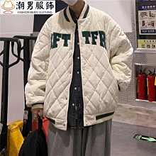 菱形格棒球服棉服女男短版ins港風韓版寬鬆冬季羽絨鋪棉外套-羊城故事 歷史價格詳細信息