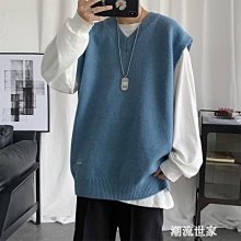 韓版針織衫背心男 針織馬甲毛衣外穿 無袖針織馬甲V領學生毛背心男青少年純棉日系毛衣套頭坎肩學院-毛毛男裝 歷史價格詳細信息