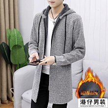 大碼男生針織外套開衫 冬季連帽加絨毛衣 韓版拉鍊針織開衫-潮男服飾 歷史價格詳細信息