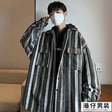 毛呢大衣男高級感潮牌寬鬆休閒中長款風衣春秋季港風復古情侶外套-时尚男装 歷史價格詳細信息