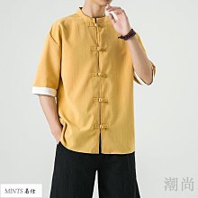 夏季中國風短袖襯衫男生高級感痞帥白色高檔寬松大碼休閑潮【超齡男裝】 歷史價格詳細信息