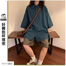 夏季新款男裝純色短袖襯衫寬松簡約潮流純棉休閑帥氣文藝襯衣男-靚仔男裝 歷史價格詳細信息