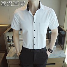 短袖襯衫 黑襯衫 夏秋季條紋長袖襯衫男薄款ins休閒寬鬆男士黑白色設計感小眾襯衫~時尚男裝 歷史價格詳細信息