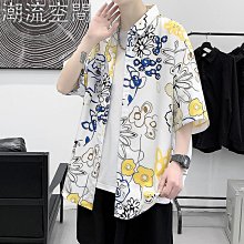 夏季新款男士大碼印花短袖襯衫速賣通Ebay外貿男裝花襯衣-潮流空間 歷史價格詳細信息
