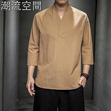 中國風棉麻亞麻國潮衣服五分袖重磅棉t恤短袖男潮流夏季寬鬆男裝【滿299元發貨】 歷史價格詳細信息