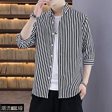 七分袖襯衫男夏季韓版潮流修身棉休閒五分中袖襯衣薄款純色寸衫 歷史價格詳細信息
