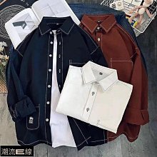 長袖襯衫 M-3XL 春季純色襯衫 工裝 港風青年 寬松 素色百搭大尺碼多口袋襯衫 韓版簡約學院風男女款襯衣 男生衣著 歷史價格詳細信息