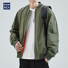秋季外套 男士秋冬外套 hansca翻領外套男春秋季2024新款拼接痞帥潮牌休閑立領教練夾克男 歷史價格詳細信息