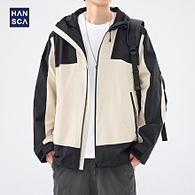 秋季外套 男士秋冬外套 hansca翻領外套男春秋季2024新款拼接痞帥潮牌休閑立領教練夾克男 歷史價格詳細信息