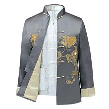 唐裝男式中式刺繡龍圖綢緞上衣中國風春款漢服中裝長袖薄外套禮服 男士唐裝 歷史價格詳細信息