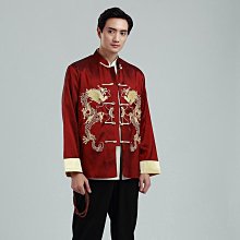 唐裝男式中式刺繡龍圖綢緞上衣中國風春款漢服中裝長袖薄外套禮服 男士唐裝 歷史價格詳細信息