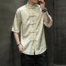 冰絲短袖襯衫男 民族風立領盤扣漸變色寬鬆 大尺碼襯衫 冰絲短袖襯衫中國風復古唐裝休閒服大尺碼唐裝 漢服 茶服 男士上衣男 歷史價格詳細信息