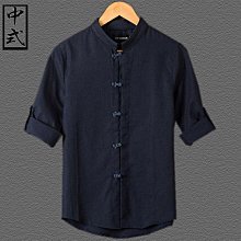 棉麻七分袖襯衫男 民族風素色百搭 立領襯衣 中國風復古棉麻白襯衫韓版時尚上衣 歷史價格詳細信息