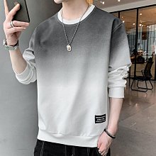 大學t男 豎條漸變長袖上衣 圓領衛衣m-4xl夏季新款薄款男裝上衣服漸變長袖t恤男士春秋衣潮流時尚休閑衣@緣投-潮流好物 歷史價格詳細信息
