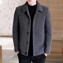男士新款外套 冬季外套男 秋冬季夾克男士外套翻領休閑韓版商務拼色短款毛呢大衣高級感呢子 歷史價格詳細信息