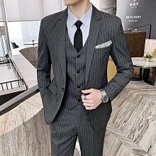 西裝男 條紋西裝外套 西服套裝男士三件套商務宴會休閒小西裝外套韓版修身正裝結婚禮服 男士衣著  　　  全臺最-潮男服飾 歷史價格詳細信息
