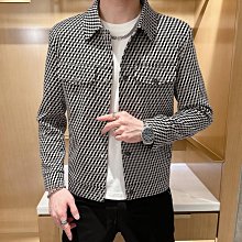 男士新款外套 冬季外套男 格子外套男士2024春秋季新款韓版潮流立領休閑夾克帥氣翻領外套男 歷史價格詳細信息