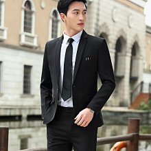 外套男黑色小西裝垂感商務休閒西服套裝黑白搭3件套西褲韓版修身 歷史價格詳細信息