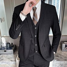 西服套裝男新郎結婚禮服修身韓版條紋休閒帥氣英倫風潮流西裝正裝 歷史價格詳細信息