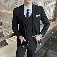 西裝男 條紋西裝外套 西服套裝男士三件套商務宴會休閒小西裝外套韓版修身正裝結婚禮服 男士衣著  　　  全臺最-潮男服飾 歷史價格詳細信息