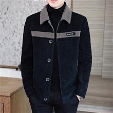 男士新款外套 冬季外套男 秋冬季夾克男士外套翻領休閑韓版商務拼色短款毛呢大衣高級感呢子 歷史價格詳細信息